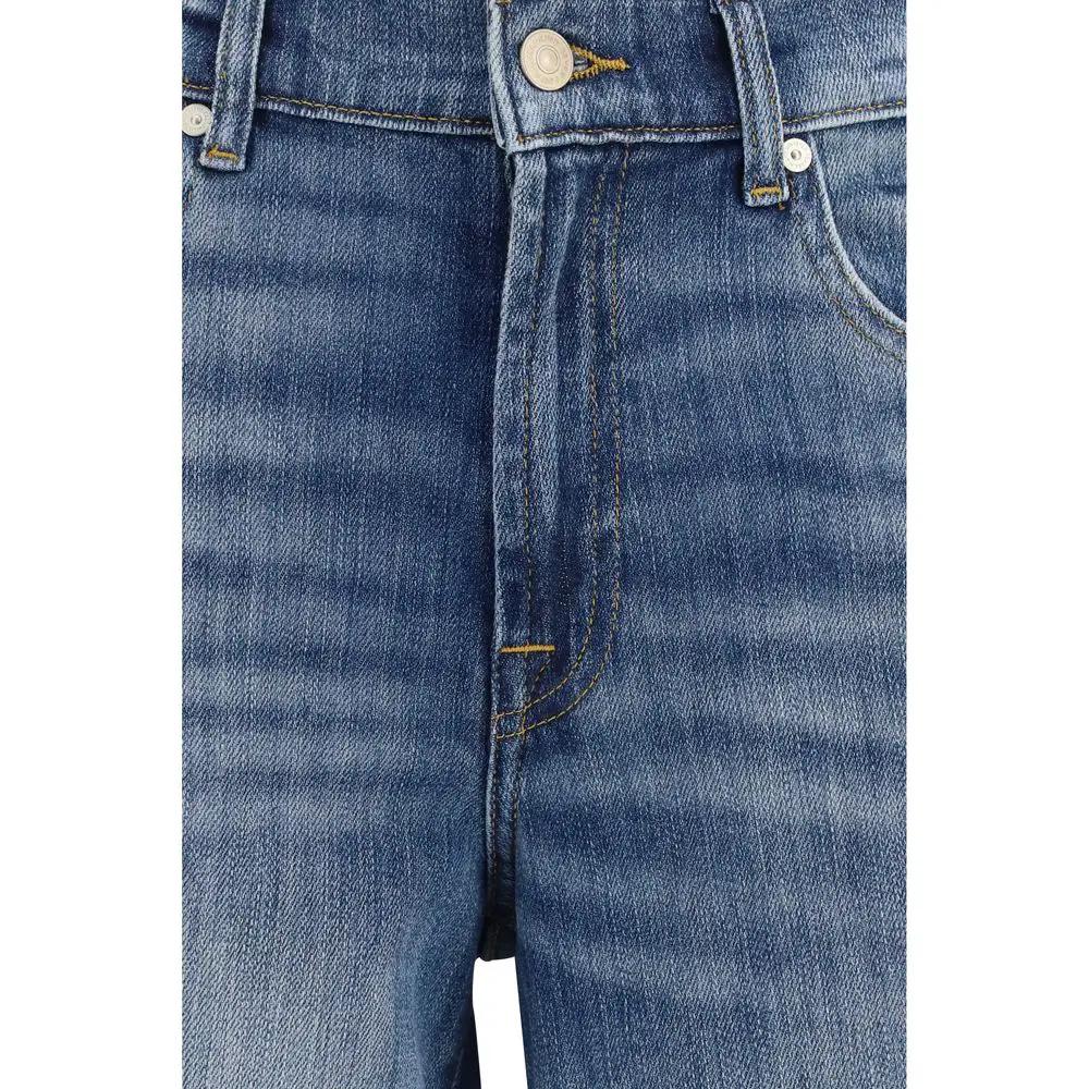 7FOR Blue Cotton Straight-Leg Jeans