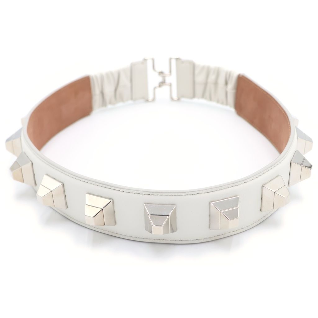 Fendi Studd Belt Studded Leather White