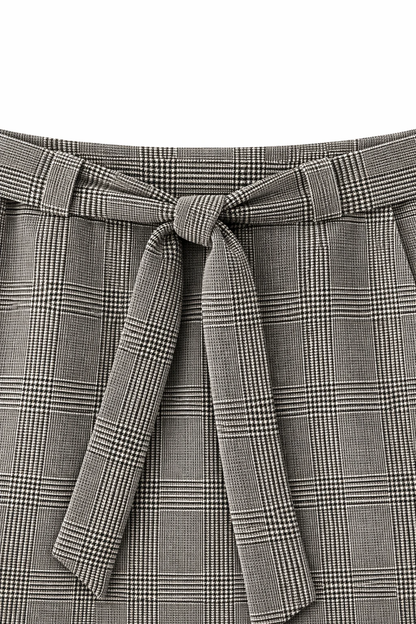 ETRO Glen Plaid Mini Skirt with Self-Tie Belt