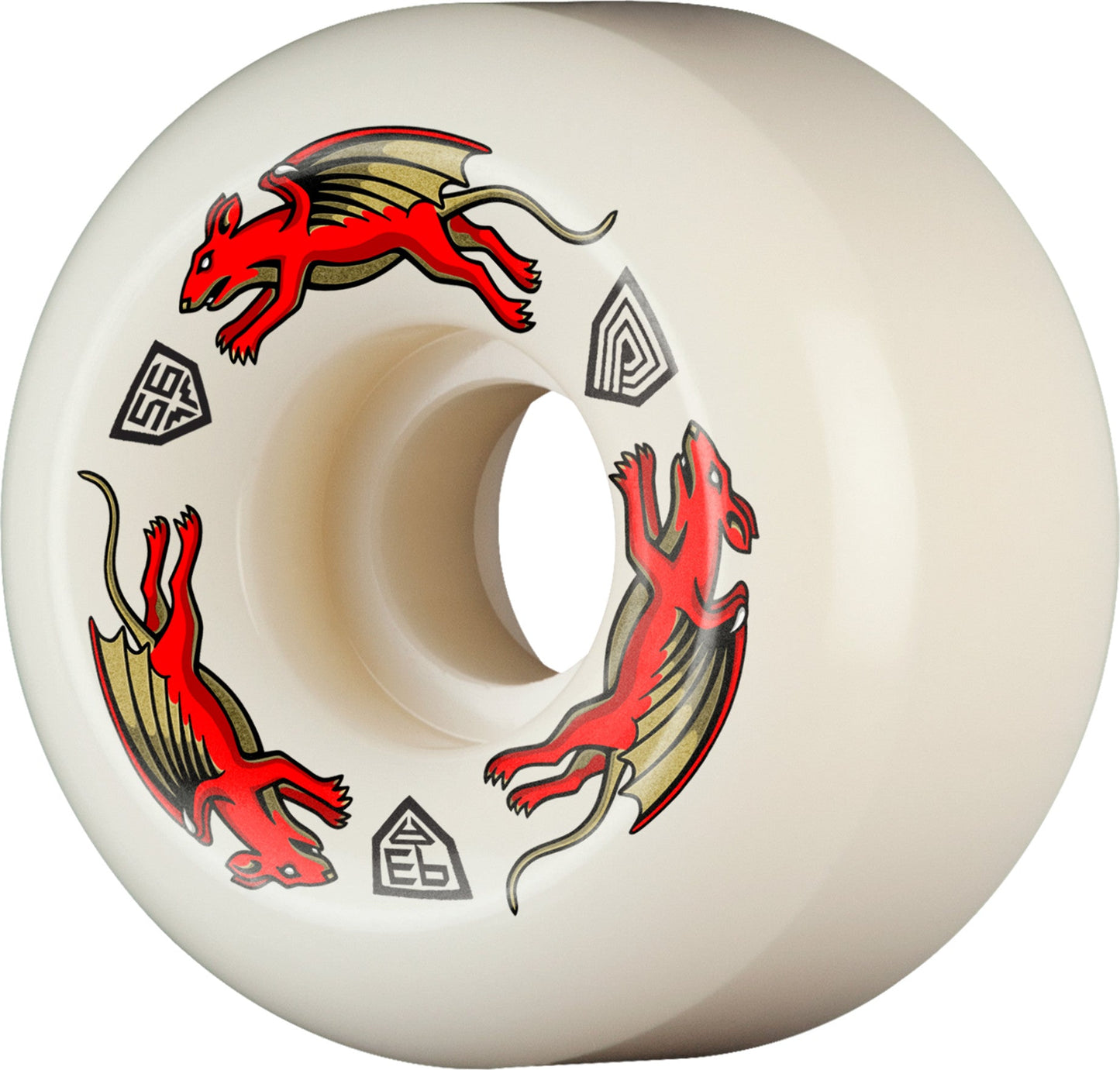 Powell Peralta Nano Rats AV6 Asymmetrical Shape Dragon Formula Wheels 56x36mm 93A - Off White (Set of 4)