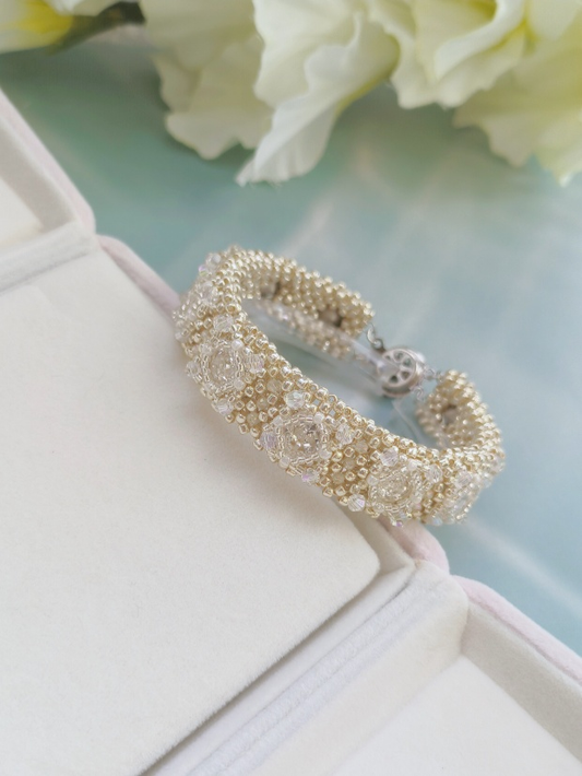 Crystal Blossom Beaded Bracelet